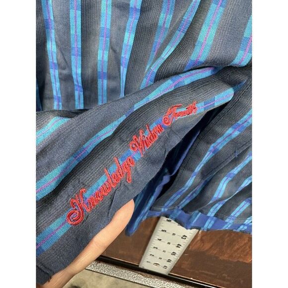 Robert Graham Multicolored Striped Shirt Blue Purple Red Cuffs Mens 2XL XXL EUC - Picture 2 of 9